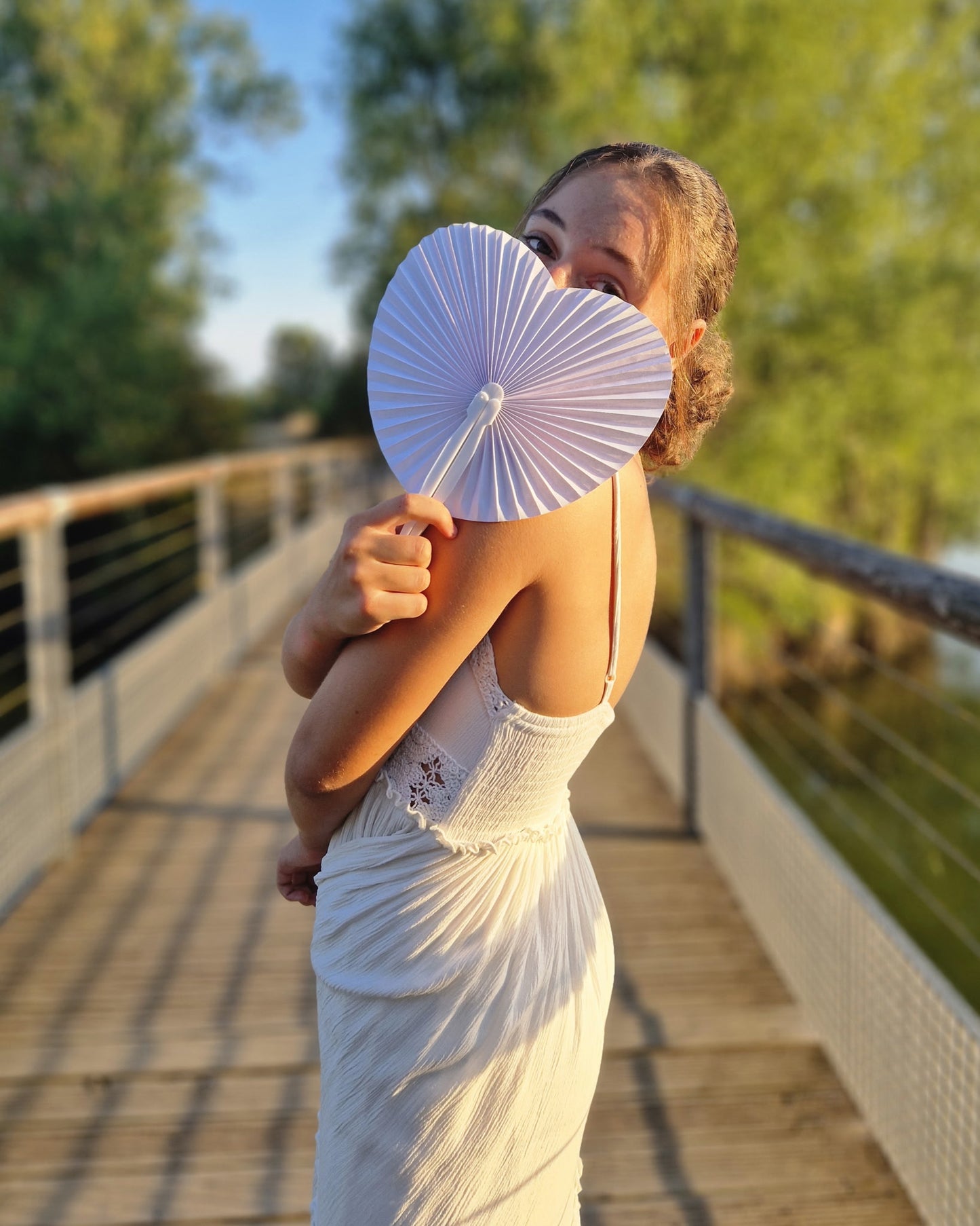 Éventails Cœur en papier blanc - Lots mariage & cérémonies