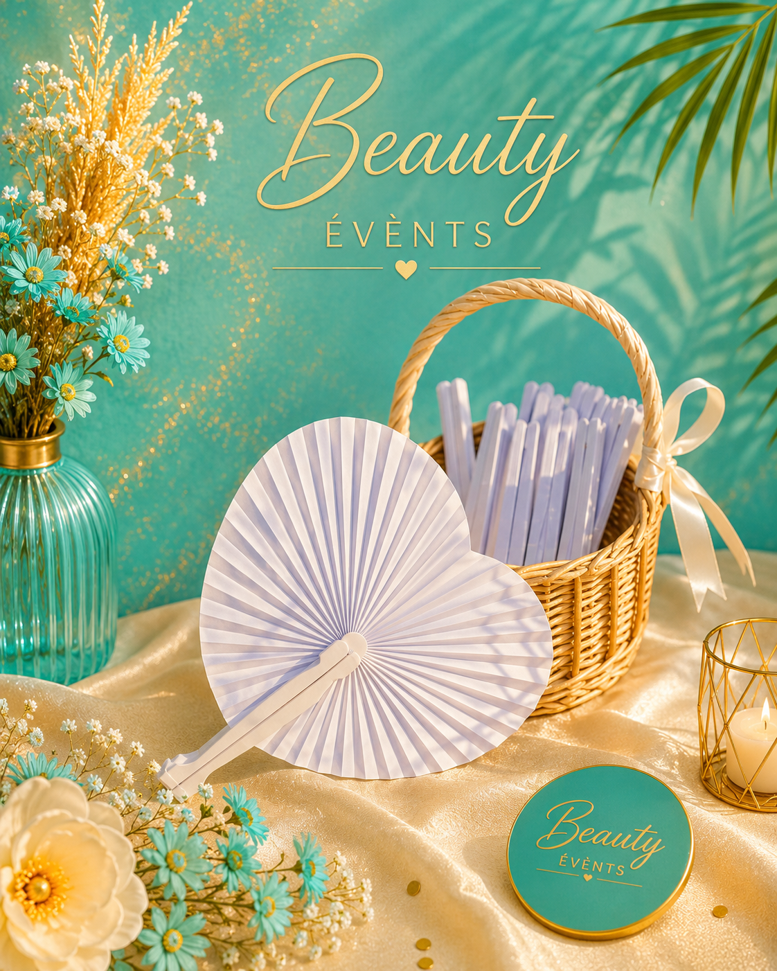 Éventails Cœur en papier blanc - Lots mariage & cérémonies