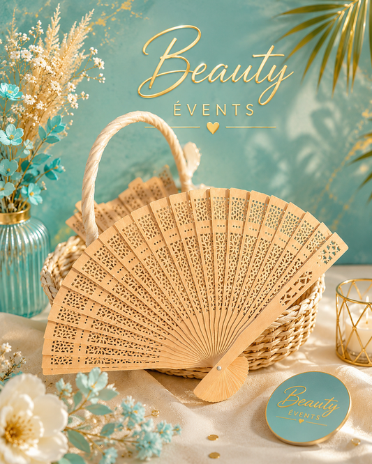 Éventails en bois ajouré sculpté - Lots mariage & événements